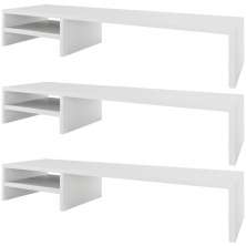 Kit 03 Suportes Para Monitor Stand Home Office Lap 90 cm L03 Branco - Lyam