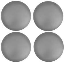 Kit 04 Assentos Redondo Banqueta Cadeira Estofados Poltronas H02 Corino Cinza 39 cm - Lyam Decor
