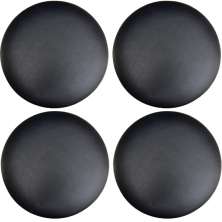 Kit 04 Assentos Redondo Banqueta Cadeira Estofados Poltronas H02 Corino Preto 39 cm - Lyam Decor