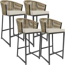 Kit 04 Banqueta Para Área Gourmet Cozinha Varanda Corda Náutica Sunset D04 Bege - Lyam Decor