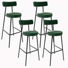 Kit 04 Banquetas Alta Bar Cozinha Sala De Jantar Em Aço Milão F01 Facto Verde Musgo - Lyam Decor