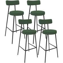 Kit 04 Banquetas Alta Bar Cozinha Sala De Jantar Em Aço Milão F01 Suede Verde Musgo - Lyam Decor