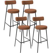 Kit 04 Banquetas Alta Bar Cozinha Sala De Jantar Em Aço Milão L02 Bouclê Terracota - Lyam Decor