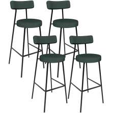 Kit 04 Banquetas Alta Bar Cozinha Sala De Jantar Em Aço Milão L02 Linho Verde Musgo - Lyam Decor