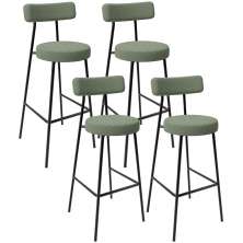 Kit 04 Banquetas Alta Bar Cozinha Sala De Jantar Estrutura Em Aço Milão L02 Bouclê Oliva - Lyam Decor