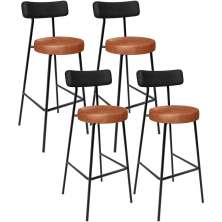 Kit 04 Banquetas Alta Bar Cozinha Sala De Jantar Milão L02 Couríssimo Preto Camel - Lyam Decor