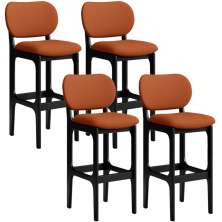 Kit 04 Banquetas Alta Bar Cozinha Sala Jantar Fixa Betta L02 Preto Tecido Terracota - Lyam Decor