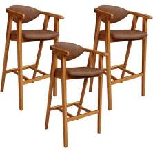 Kit 04 Banquetas Alta Cozinha Bancada Bar Sala de Jantar Fixa Cecília L02 Couríssimo Marrom - Lyam