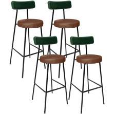 Kit 04 Banquetas Alta Cozinha Sala De Jantar Milão L02 Facto Verde Couríssimo Marrom - Lyam Decor