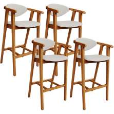 Kit 04 Banquetas Alta Para Cozinha Bancada Bar Sala de Jantar Fixa Cecília L02 Bouclê Cru - Lyam