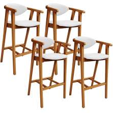 Kit 04 Banquetas Alta Para Cozinha Bancada Bar Sala de Jantar Fixa Cecília L02 Facto Branco - Lyam