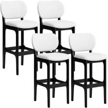 Kit 04 Banquetas Alta Para Cozinha Madeira Fixa Betta L02 Preto Facto Branco - Lyam Decor