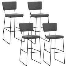 Kit 04 Banquetas Alta Para Cozinha Sala Base Em Aço Fixa Allana L02 Linho Cinza Escuro - Lyam Decor
