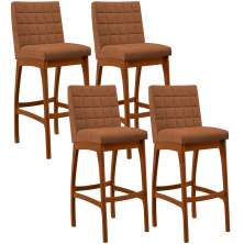 Kit 04 Banquetas Alta Para Cozinha Sala De Jantar Fixa Mila L02 Bouclê Terracota - Lyam Decor