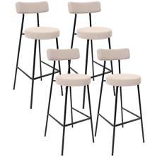 Kit 04 Banquetas Altas Bar Cozinha Sala De Jantar Em Aço Milão L02 Suede Bege - Lyam Decor