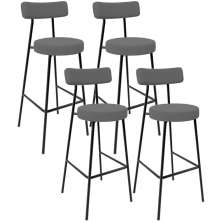 Kit 04 Banquetas Altas Bar Cozinha Sala De Jantar Em Aço Milão L02 Suede Cinza - Lyam Decor