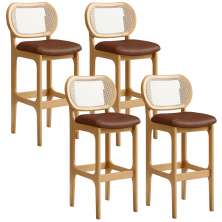 Kit 04 Banquetas Altas Para Cozinha Bancada Sala Tela Betta Fixa L02 Couríssimo Marrom - Lyam