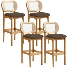 Kit 04 Banquetas Altas Para Cozinha Bancada Sala Tela Betta Fixa L02 Suede Marrom - Lyam