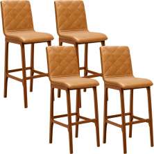 Kit 04 Banquetas Altas Para Cozinha Sala de Jantar Fixa Zoe B04 Couríssimo Whisky - Lyam Decor
