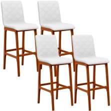Kit 04 Banquetas Altas Para Cozinha Sala de Jantar Fixa Zoe B04 Facto Branco - Lyam Decor