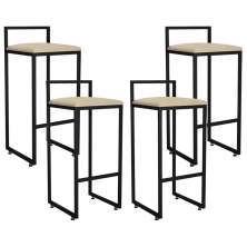 Kit 04 Banquetas Altas Para Cozinha Sala de Jantar Hanna L02 Preto Suede Bege - Lyam Decor