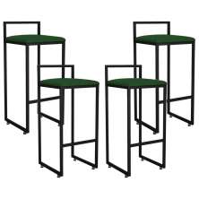 Kit 04 Banquetas Altas Para Cozinha Sala de Jantar Hanna L02 Preto Suede Verde Musgo - Lyam Decor