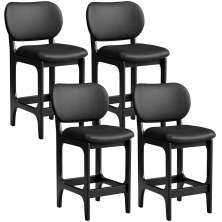 Kit 04 Banquetas Baixa Bar Cozinha E Sala De Jantar Fixa Betta L02 Couríssimo Preto - Lyam Decor
