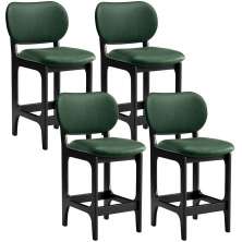Kit 04 Banquetas Baixa Bar Cozinha E Sala De Jantar Fixa Betta L02 Preto Facto Verde Musgo - Lyam Decor