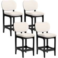 Kit 04 Banquetas Baixa Bar Cozinha E Sala De Jantar Fixa Betta L02 Preto Linho Cru - Lyam Decor