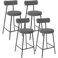 Kit 04 Banquetas Baixa Bar Cozinha Sala De Jantar Em Aço Milão L02 Suede Cinza - Lyam Decor