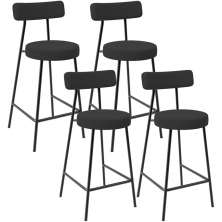 Kit 04 Banquetas Baixa Bar Cozinha Sala De Jantar Estrutura Em Aço Milão L02 Suede Preto - Lyam Decor