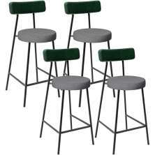 Kit 04 Banquetas Baixa Cozinha E Sala Jantar Bancada Milão L02 Facto Verde Cinza Escuro - Lyam Decor