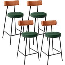 Kit 04 Banquetas Baixa Cozinha Sala Jantar Bancada Milão L02 Couríssimo Camel Verde - Lyam Decor