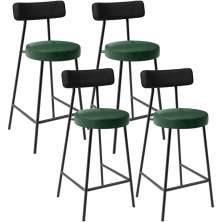 Kit 04 Banquetas Baixa Cozinha Sala Jantar Bancada Milão L02 Couríssimo Preto Verde  - Lyam Decor