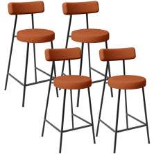 Kit 04 Banquetas Baixa Para Cozinha Sala De Jantar Bancada Milão L02 Tecido Terracota - Lyam Decor