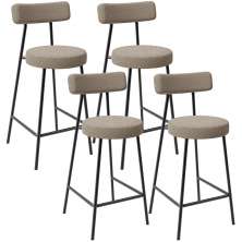 Kit 04 Banquetas Baixa Para Cozinha Sala De Jantar Bar Bancada Milão L02 Bouclê Bege - Lyam Decor