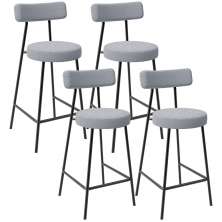 Kit 04 Banquetas Baixa Para Cozinha Sala De Jantar Bar Bancada Milão L02 Bouclê Cinza - Lyam Decor