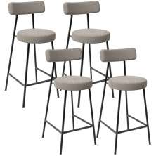 Kit 04 Banquetas Baixa Para Cozinha Sala De Jantar Bar Bancada Milão L02 Bouclê Creme - Lyam Decor