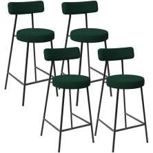 Kit 04 Banquetas Baixa Para Cozinha Sala De Jantar Bar Bancada Milão L02 Bouclê Verde - Lyam Decor