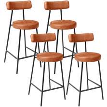 Kit 04 Banquetas Baixa Para Cozinha Sala De Jantar Bar Bancada Milão L02 Couríssimo Camel - Lyam Decor