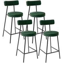 Kit 04 Banquetas Baixa Para Cozinha Sala De Jantar Bar Bancada Milão L02 Facto Verde Musgo - Lyam Decor
