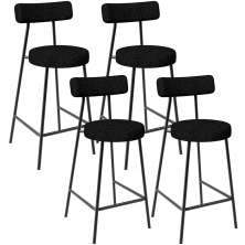 Kit 04 Banquetas Baixa Para Cozinha Sala De Jantar Bar Bancada Milão L02 Linho Chumbo - Lyam Decor