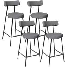 Kit 04 Banquetas Baixa Para Cozinha Sala De Jantar Bar Bancada Milão L02 Linho Cinza Escuro - Lyam Decor