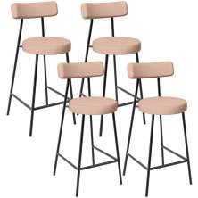Kit 04 Banquetas Baixa Para Cozinha Sala De Jantar Bar Bancada Milão L02 Linho Rosê - Lyam Decor