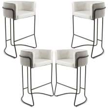 Kit 04 Banquetas Decorativa Fixa Base de Aço Choco Betina D02 Linho Creme A-48 - Lyam Decor