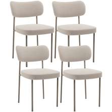 Kit 04 Cadeiras Decorativa Estofada Para Sala de Jantar Melina Base Arena L02 Bouclê Creme - Lyam Decor