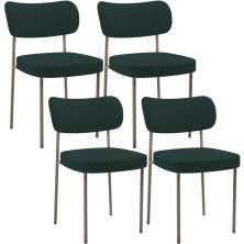 Kit 04 Cadeiras Decorativa Estofada Para Sala de Jantar Melina Base Arena L02 Bouclê Verde - Lyam Decor