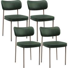Kit 04 Cadeiras Decorativa Estofada Para Sala de Jantar Melina Base Arena L02 Couríssimo Verde Musgo - Lyam Decor