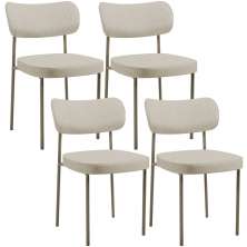 Kit 04 Cadeiras Decorativa Estofada Para Sala de Jantar Melina Base Arena L02 Linho Bege - Lyam Decor