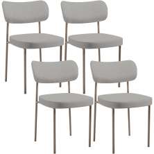 Kit 04 Cadeiras Decorativa Estofada Para Sala de Jantar Melina Base Arena L02 Linho Cinza - Lyam Decor